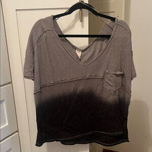 We The Free Two-Tone Gray and Black Tee